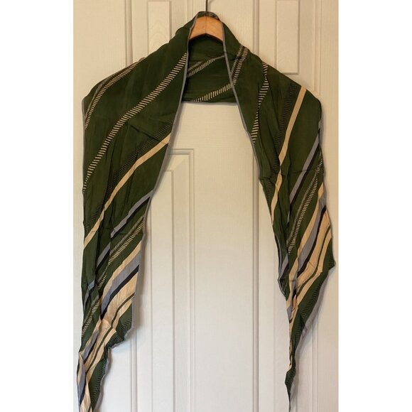 Anne Klein Green Gold Strip Women's Scarf 10"x68" Shear Thin Wrap Scarf - Picture 5 of 12